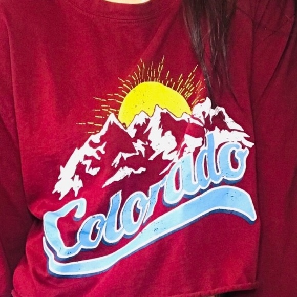 NWT Messy Bun Just Chillin Long Sleeve Colorado Crop in Burgundy Wine Color Sz S - Picture 14 of 16